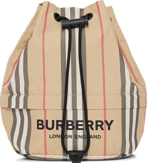 burberry 8026737|Burberry Logo Print Icon Stripe Drawcord Pouch 'Archive Beige'.